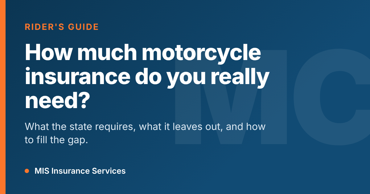 Title card: how much motorcycle insurance do you really need, a rider's guide from MIS Insurance Services