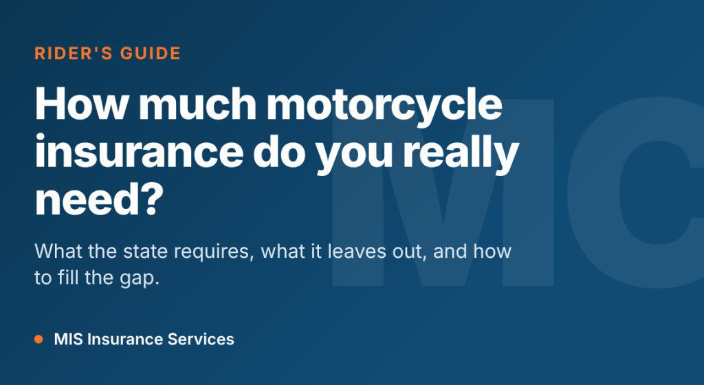 Title card: how much motorcycle insurance do you really need, a rider's guide from MIS Insurance Services